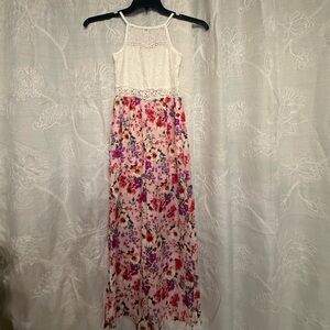 Rare Editions White Lace Floral Jumpsuit